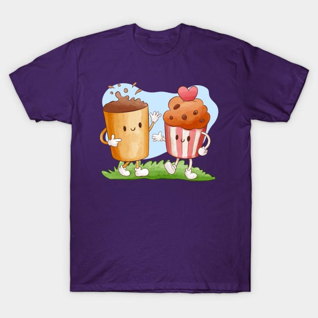 Funny Cupcake And Coffee T-Shirt by Mako Design 